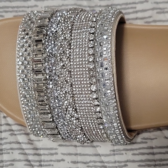 Steve Madden rhinestone slides sz 8 - Picture 3 of 4